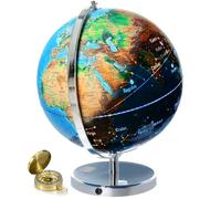 GET LIFE BASICS Illuminated Globe of the World with Stand - 13 Inch Tall 3in1 World Globe, Constellation Globe Night Light, and Globe Lamp with Built-In LED, Easy to Read Texts, and Non-Tip Base