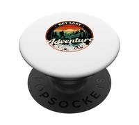 Get Lost Adventure Find Yourself Retro Sunset Hiking Design PopSockets Adhesive PopGrip