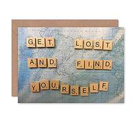 Get Lost Find Yourself Travel Scrabble Greetings Card
