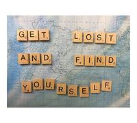 Get Lost Find Yourself Travel Scrabble Large Art Print Poster Wall Decor 18x24 inch