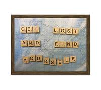Get Lost Find Yourself Travel Scrabble Large Framed Art Print Poster Wall Decor 18x24 inch