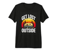 Get Lost Outside Retro Camping RV Camper Sunset Premium T-Shirt