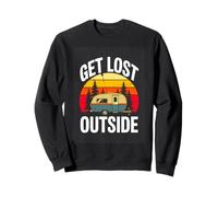 Get Lost Outside Retro Camping RV Camper Sunset Sweatshirt