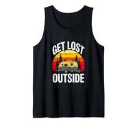 Get Lost Outside Retro Camping RV Camper Sunset Tank Top