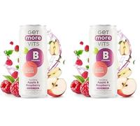 Get More Vits - B Vitamins Sparkling Apple & Raspberry Flavoured Spring Water (12 x 330ml), Supports Energy Release, Tackle Tiredness & Fatigue, Natural Flavours, Sugar Free, Low Calorie, Vegan