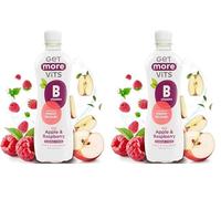 Get More Vits - B Vitamins Still Apple & Raspberry Flavoured Spring Water (12 x 500ml), Supports Energy Release, Tackle Tiredness & Fatigue, Natural Flavours, Sugar Free, Low Calorie, Vegan
