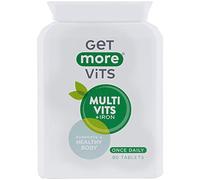 Get More Vits - Multivitamin Tablets with Iron (90 Tablets), Promotes Stronger Immune System, Healthy Bones, Teeth & Muscles, Supports Faster Metabolism, Combats Tiredness & Fatigue, Vegetarian, Vegan