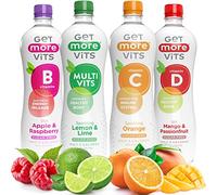 Get More Vits Sugar Free Flavoured Spring Water with Vitamins, Still & Sparkling, Mixed 4 Flavour, 500 ml, Pack of 12