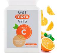 Get More Vits - Vitamin C 500mg Tablets (90 Tablets), Promotes Stronger Immune System, Strengthens Body's Natural Defences, Supports Faster Iron Absorption, Food Supplement, Vegetarian, Vegan