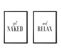 Get Naked And Relax Modern Bathroom Wall Art - A3 A4 A5 Premium Sizes - Print Only (A4-11.7 x 8.3" - Print Only)