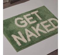 Get Naked Bath Mat, Cute, Sage Green, Funny, Non-Slip Bathtub Decor Mats, Non-Slip Microfibre, Absorbent Floor Rug, Bath Rugs