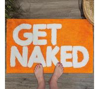 Get Naked Bath Mat Funny Bathroom Mat Cool Rug Cute Bathroom Rugs Fun Shower Floor Mats Soft Absorbent Water Non-Slip Square Bath Matt Washable Microfiber Shower Rugs Home Funky Rug Decor Orange