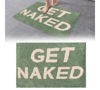Get Naked Bath Mat Funny Bathroom Mat Cool Rug Cute Bathroom Rugs Fun Shower Floor Mats Soft Absorbent Water Non-Slip Square Bath Matt Washable Microfiber Shower Rugs Home Funky Rug Decor Sage Green