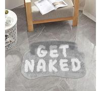 Get Naked Bath Mat Funny Bathroom Mat Cool Rug Cute Bathroom Rugs Fun Shower Floor Mats Soft Absorbent Water Non-Slip Square Bath Matt Washable Microfiber Shower Rugs Home Funky Rug Decor Grey
