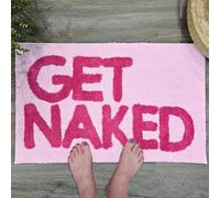 Get Naked Bath Mat Funny Bathroom Mat Cool Rug Cute Bathroom Rugs Fun Shower Floor Mats Soft Absorbent Water Non-Slip Square Bath Matt Washable Microfiber Shower Rugs Home Funky Rug Decor Pink