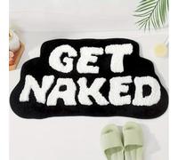 Get Naked Bath Mat Funny Bathroom Mat Cool Rug Cute Bathroom Rugs Fun Shower Floor Mats Soft Absorbent Water Non-Slip Square Bath Matt Washable Microfiber Shower Rugs Home Funky Rug Decor Black White