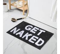 Get Naked Bath Mat Non Slip Microfiber Absorbent Cute Bath Rug Funny Bathroom Decor for Apartment Bath mat for Tub and Shower Machine Washable.Black 40X60CM