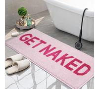 Get Naked Bath Mat Runner Non Slip Shaggy Cute 18" x 47" Long Absorbent Pink Bathroom Runner Machine Washable Soft Naked Carpets for Shower