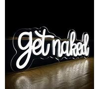 Get Naked Neon Signs Bath Kidding Word Wall Art Decor Funny White Letters Lamp Get Naked Light sign for House Warming,Farmhouse, Wedding, Anniversary