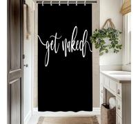 Get Naked Shower Curtain Set Simple Funny Letters Print Shower Curtains Modern Minimalist Bathroom Decor Chic Art Font Words Bathtub Curtain Washable Waterproof Polyester Fabric with Hooks 36x72 Inch