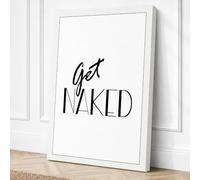 Get Naked Typography Canvas Wall Art Print 18x12 Inch