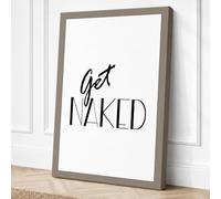 Get Naked Typography Canvas Wall Art Print 24x16 Inch