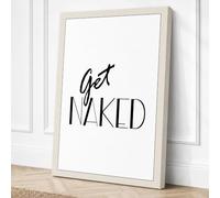 Get Naked Typography Canvas Wall Art Print 30x20 Inch