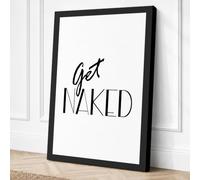 Get Naked Typography Canvas Wall Art Print 30x20 Inch (76 x 51 cm)
