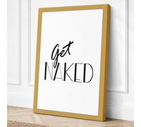 Get Naked Typography Canvas Wall Art Print 36x24 Inch (91 x 61 cm)