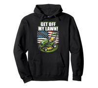Get Off My Lawn Funny Lawn Mower American Flag Fathers Day Pullover Hoodie
