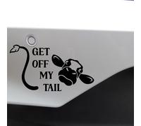 Get Off My Tail Cow Funny Car Bumper Sticker - Wall Decal - Cute - Window - Van - Caravan - Motorhome - Campervan (Black)