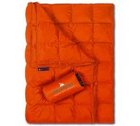 Get Out Gear Double Puffy Camping Blanket - Extra Puffy, Packable, Lightweight and Warm | Ideal for Outdoors, Travel, Stadium, Festivals, Beach, Hammock | Water-Resistant Camp Quilt (Orange/Gray)