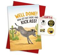 Get Out There and Kick Ass Card Donkey Happy Congratulations Graduation Cards 2026 Gift for High School Student College Him Her Friends Gifts Congrats Graduate Grad Greeting Card 5.3'' x 8" G46