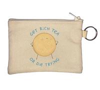 Get Rich Tea Or Die Trying Key Chain Coin Purse Beige