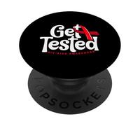 Get Tested HIV & AIDS Awareness Red Ribbon PopSockets Adhesive PopGrip