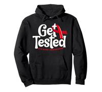 Get Tested HIV & AIDS Awareness Red Ribbon Pullover Hoodie
