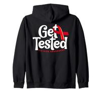 Get Tested HIV & AIDS Awareness Red Ribbon Zip Hoodie