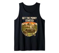 Get The Porky Started Funny BBQ Smoker Pig Pun Tank Top