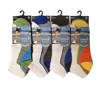 Get The Trend 12 Pairs Mens Trainer Socks Fresh Feel Cotton Rich Blend Ankle Invis Socks Pack (UK SIZE 6-11, M10724 TRAINER SOCKS FUNKY 12 PACK)