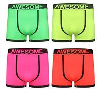 Get The Trend 3 Pairs Mens Seamless Boxer Shorts Trunks Briefs Adults Designer Boxers S-XL (X-Large, Awesome NEON)