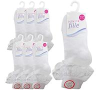 Get The Trend 6,12 Pairs White Frilly Lace Socks Girls Baby Kids Ankle Cotton School Sock New