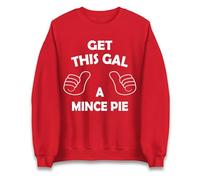 Get This Gal a Mince Pie Christmas Jumper, Funny Festive Sweatshirt for Women, Cute Holiday Food Lover Xmas Top Red