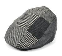 Get Top Marketing Mens Wool Flat Cap with Multicolour Patchwork Check Tweed Herringbone Design Flat Cap with Multicolour Patchwork Design.(Grey Size 59)