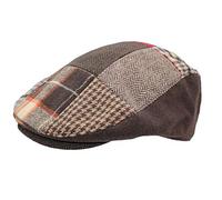 Get Top Marketing Mens Wool Flat Cap with Multicolour Patchwork Check Tweed Herringbone Design Flat Cap with Multicolour Patchwork Design.(Red Size 57)