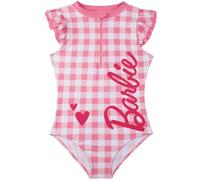 Get Trend Barbie Girls Swimming Costume 5-14 Yrs, One Piece Swimsuit, Front Zip-Up Beach Pool Bathing Swimwear, Swimming Accessories (5-6 Years, Pink/White Barbie)