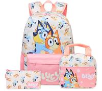 Get Trend Bluey Girls Large Backpack Set 3 Pcs, 46cm School Bag | Lightweight Bookbag, Pencil Case & Insulated Lunch Bag, Travel Holiday Rucksack, School Supplies Girls Gifts (Multi Bluey)