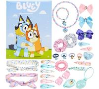 Get Trend Bluey Hair Accessories Set for Girls 3-7 Yrs, 28 Piece Hair Kit Headbands, Bows, Clips, Scrunchies, Brush, Bracelet & Necklace, DIY Styling Kids Toys for School Parties Travel, Girls Gifts