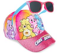 Get Trend Care Bears Girls Baseball Cap Sunglasses Set, Adjustable Kids Summer Hat UV400 Protection Shades, Travel Holiday Essentials (Multi Care Bears)