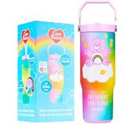 Get Trend Care Bears Insulated Tumbler Flip Up Straw & Handle, Metal Travel Water Bottle 850ml/30oz, Thermal Double Wall Vacuum for Hot & Cold Drinks (Multi Care Bears)