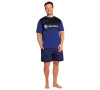 Get Trend Chelsea F.C. Mens Pyjamas Set Short PJs Soft Breathable Nightwear Sleepwear Summer Lounge Set Football Mens Gifts (XL, Navy Chelsea)